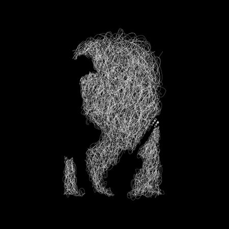 man and guitar  vector sketch illustration, scribble artのイラスト素材