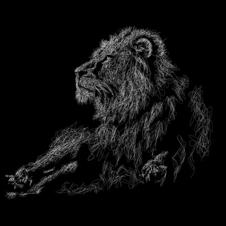 Lion vector sketch illustration, scribble artのイラスト素材
