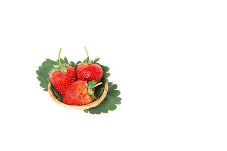 Strawberries in a beautiful tray On the white backgroundの写真素材