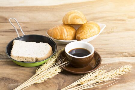 Breakfast coffee is placed on the table.の写真素材