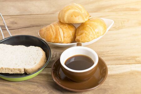 Breakfast coffee is placed on the table.の写真素材