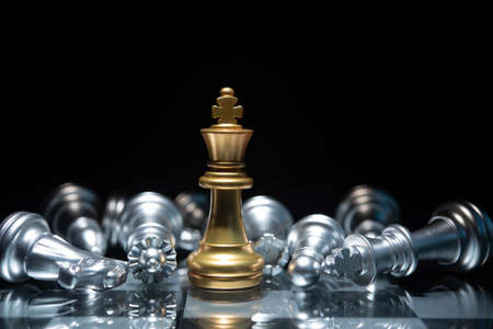 gold chess leader  ideas and competition and strategy, business success concept, chess board gameの写真素材