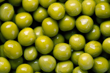 Canned green peas close up for backgroundの写真素材