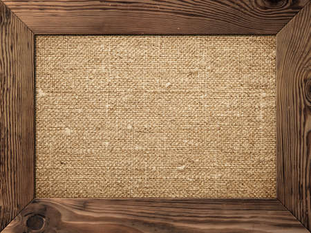 Old wooden frame with cotton canvas insideの写真素材