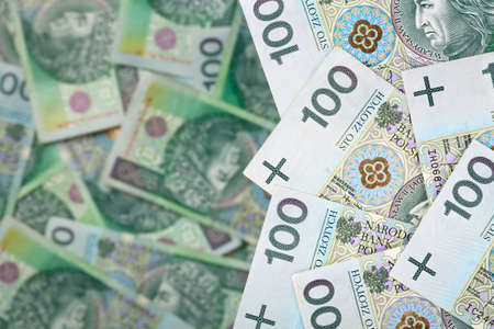 Polish money for background with copy space. Top viewの写真素材