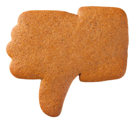 Gingerbread dislike cookie isolated on white background. Top viewの写真素材