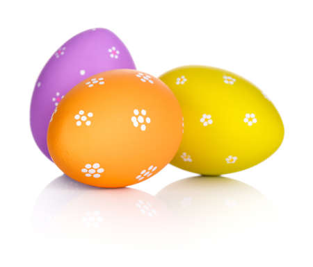 Easter eggs isolated on white backgroundの写真素材