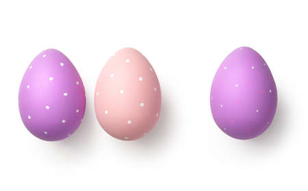Easter eggs on white background. Easter concept. Top viewの写真素材