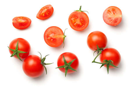 Cherry tomatoes isolated on white background. Top view
の写真素材
