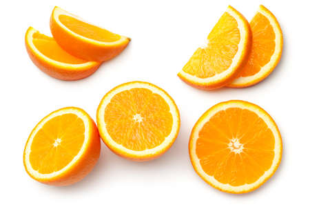 Orange isolated on white background. Top viewの写真素材