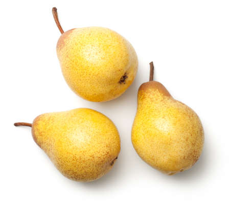 Pears isolated on white background. Rocha pear. Top viewの写真素材
