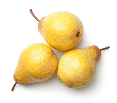 Pears isolated on white background. Rocha pear. Top viewの写真素材
