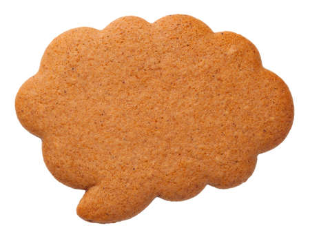 Gingerbread speech cloud cookie isolated on white background. Top viewの写真素材