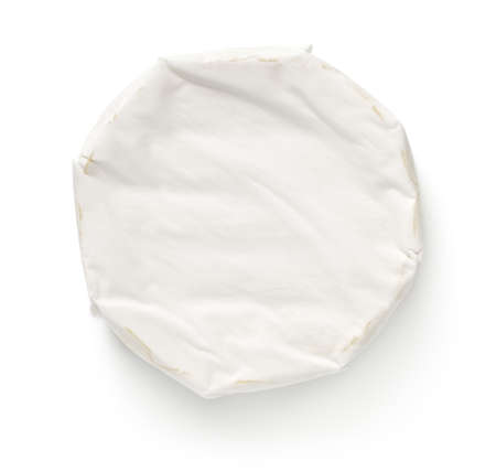 Camembert cheese isolated on white background. Top view, flat layの写真素材