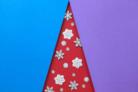 Christmas tree composition. Minimal art concept. Top view. Flat lay