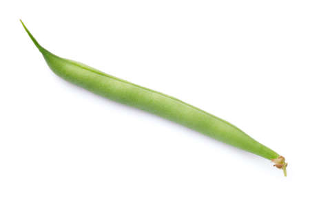 Single green bean isolated on white background. View from aboveの写真素材