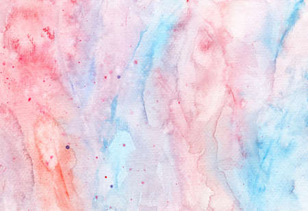Abstract watercolor texture for background. Bright red, pink and blue colors. Multi-layer hand drawn illustrationの写真素材