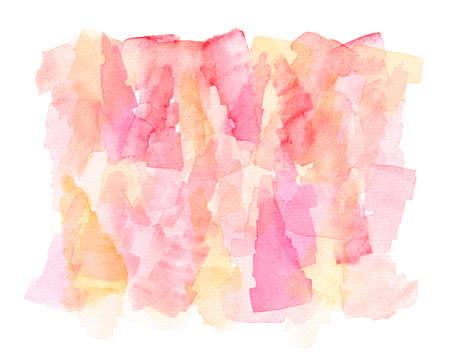 Watercolor abstract hand painted illustration. Bright pink and yellow colors. Isolated on white backgroundの写真素材