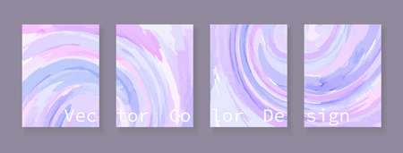 Watercolor abstract vector backgrounds with spinning tornado effect pattern. Cards template in pink and purple colors.のイラスト素材