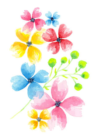 Watercolor flower composition isolated over white background. Vectorのイラスト素材