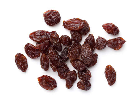 Raisin isolated over white background. Flat lay. Top viewの写真素材