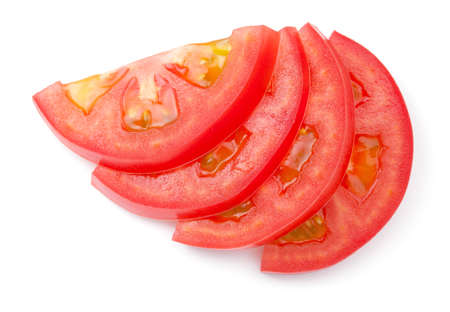 Sliced tomato isolated on white background. Top viewの写真素材