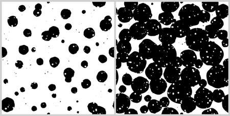 Set of black and white spot seamless pattern. Abstract textile design illustration. Vectorのイラスト素材