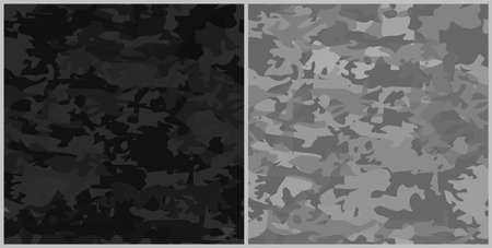Set of camouflage seamless pattern. Military vector repeated background in dark gray colors.のイラスト素材