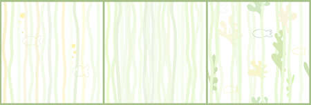 Childish seamless pattern of underwater life with fish and plants. Endless texture for background. Vectorのイラスト素材