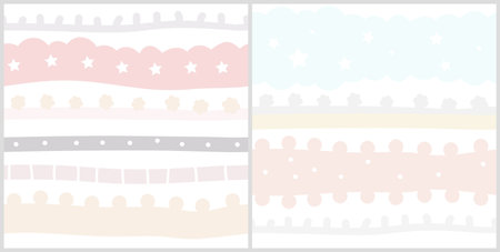 Hand drawn childish seamless background in pastel colors. Cute baby backdrop. Vectorのイラスト素材