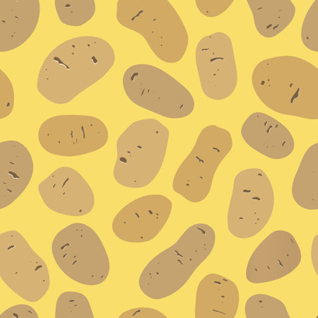 Potatoes hand drawn vector seamless pattern. Organic vegetable background.のイラスト素材