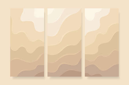 Abstract sand background. Art beach, desert, coast texture in beige color with wavy pattern. Cover design illustration. Vector eps 10のイラスト素材