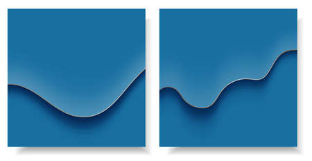 Set of wavy background in blue color with gold lines. Designed web or stationery background. Waved...