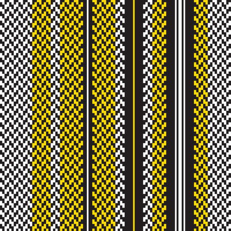 Vector vertical seamless pattern in white, dark gray and yellow colors. Line stripe abstract design texture backgrounds for fashion textiles.のイラスト素材