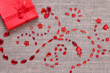 Valentine's day card with heart symbol and decorationsの写真素材