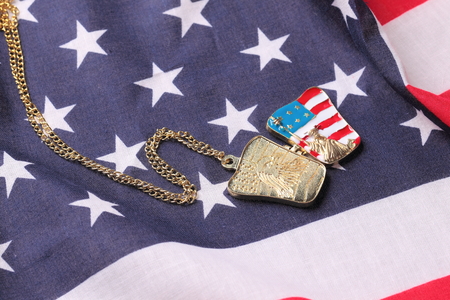 Necklace with statue of liberty on the american flag