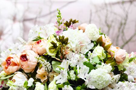 Colorful floral decorations for wedding, close upの写真素材