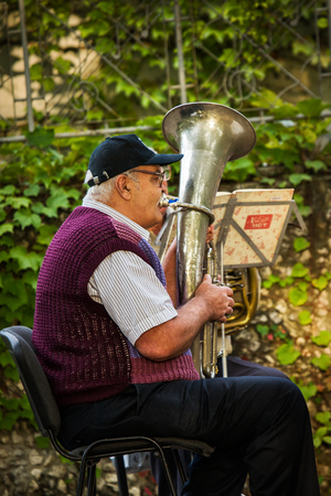 Krasnodar, Russia - September 22, 2013: Musicians at a free concert in the public parkのeditorial素材