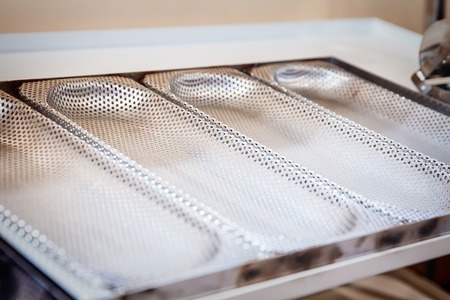 new aluminum baking dishes, close up viewの写真素材