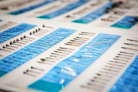 set of dentist drill tips, selective focusの写真素材