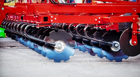 Fragment of brand new disk plow, agricultural mechanismの写真素材