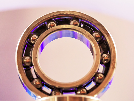 Used industrial ball bearing, selective focus, close up viewの写真素材