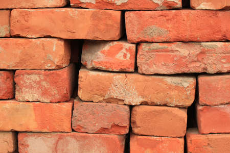 Stack of old red bricks