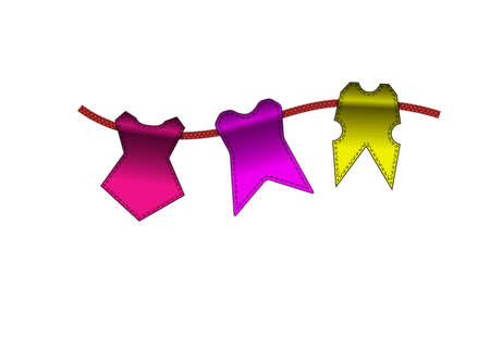 Festive Colorful small flags hang on line. Colorful tagsのイラスト素材