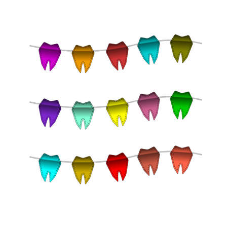 Festive Colourful small flags hang on lineのイラスト素材