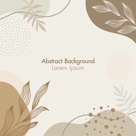 Minimalist abstract background with hand drawn organic shapes and floral and botanical elements. liquid shapes. soft beige and neutral tones pastel colors. vector illustrationのイラスト素材