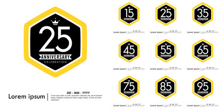 Set of number twenty-five years anniversary celebration design template elements.のイラスト素材