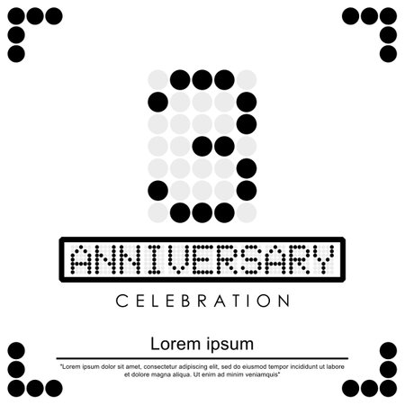 3rd years anniversary celebration logo isolated digital dotted with letters, numbers on white background. vector illustration template design for web, flyers, poster, greeting cardのイラスト素材