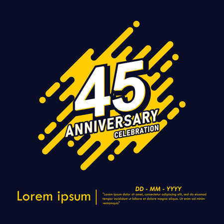 45th years anniversary celebration emblem. anniversary logo isolated with diagonal rounded lines geometric shape on dark blue background. vector illustration template designのイラスト素材