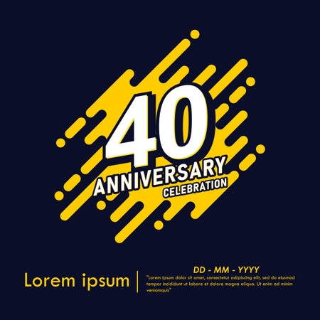 40th years anniversary celebration emblem. anniversary logo isolated with diagonal rounded lines geometric shape on dark blue background. vector illustration template designのイラスト素材